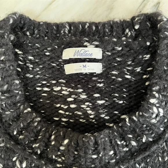 Wallace by J Crew Chic Black and White Women's wool Crew Neck Sweater - Picture 7 of 7